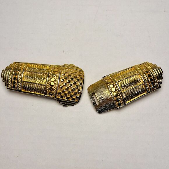 DOTTY SMITH Gold‎ Tone Belt Buckle Geometric Signed - Picture 2 of 11